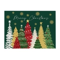Christmas cotton linen placemat with green forest trees and Merry Christmas text - CD109-9