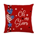 Red Independence Day pillow cover with stars, stripes, and Oh My Stars text - Stars Heart Style (JYM593-2) / Standard Square