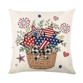 4 juli kussensloop met een patriottische sterrenmand en rood-blauwe feestelijke prints - Alleen hoes / Bloemenmand Patroon (JYM594-1)