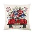 Kussensloop voor Onafhankelijkheidsdag met vintage rode truck en Amerikaanse vlag - Alleen hoes / Rode Vrachtwagen Patroon (JYM594-4)