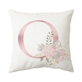 Elegant white square cushion cover featuring a rose gold letter Q with pink floral design - Style O
