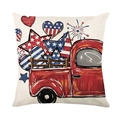 Kissenbezug zum Unabhängigkeitstag mit rotem Vintage-Truck und patriotischen Sternen - 45*45cm (Ohne Kissenfüllung) / Vintage Roter LKW Stil (JYM596-4)