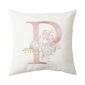 Modern white pillowcase with elegant watercolor letter P and pink floral design - Style P