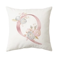 Modern white square cushion cover with rose gold letter Q and floral prints - Style Q