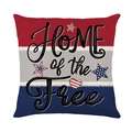 Onafhankelijkheidsdag kussenhoes met Home of the Free print en patriotse strepen - 45*45cm (Zonder kussenvulling) / Home of the Free Slogan Stijl (JYM599-2)