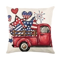 Kussensloop voor Onafhankelijkheidsdag met rode vintage truck en patriottische sterren - 45*45cm (Zonder kussenvulling) / Retro Rode Vrachtwagen Stijl (JYM599-4)
