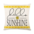 Funda de cojín margaritas con estampado hello sunshine y rayas amarillas en beige - Estilo de Impresión Sunshine (JYM588-1)