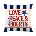 Unabhängigkeitstag Kissenbezug mit Love Peace & Liberty Print und US-Flaggen-Design - Love Peace & Liberty Slogan Stil (JYM597-2)