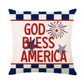 God Bless America Kissenhülle mit USA-Flagge Sternen und Feuerwerk auf weißem Hintergrund - God Bless America Stil (JYM597-3)