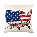 USA Landkarte Kissenhülle mit Freedom Aufdruck zum amerikanischen Unabhängigkeitstag - Freedom USA Map Stil (JYM597-4)