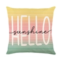 Bunter Regenbogen-Kissenbezug mit HELLO sunshine Aufdruck für Sofa-Dekoration - 45x45CM (Ohne Kern) / Regenbogenverlauf Hello Stil (JYM587-2)