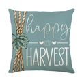Housse de coussin bleue Happy Harvest avec motif de citrouille et feuille d'érable - Style Happy Harvest Sarcelle (DYM349-16) / 45cmx45cm Lin Sans Noyau