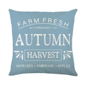 Lichtblauwe Autumn Harvest kussensloop van katoen en linnen met vintage herfsttextuur - Autumn Harvest Letter (JYM605-3)