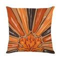 Fodera per cuscino decorativo con foglia d'acero autunnale e strisce arancioni - Motivo a Strisce con Foglia di Acero (JYM603-4)