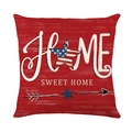 Roter Kissenbezug zum Unabhängigkeitstag mit Home Sweet Home-Text und US-Stern - HOME SWEET HOME Stil (JYM592-4) / Quadratisch