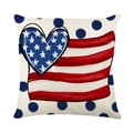 Federa cuscino Giorno Indipendenza con pois blu e cuore a bandiera USA - 45*45cm (Inserto non incluso) / Stile Bandiera Cuore a Pois Blu (JYM591-1)