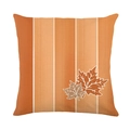 Square autumn pillow cover with orange vertical stripes and maple leaf print for sofa - Jym611-3 / 45x45 Square (No Insert)