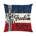 Let Freedom Ring USA Onafhankelijkheidsdag kussensloop met sterren en strepen strik - Alleen hoes / Let Freedom Ring Tekst (JYM594-3)