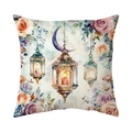 Fodera per cuscino con luna dorata e motivi floreali in morbidissimo peluche corto - Standard / Stile Fiore Lanterna Luna Crescente Viola(CR046-3)