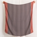 Detail of soft knitted scarf with black white and red herringbone pattern and red edges - Coffee (SL1909-040)