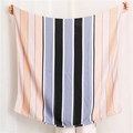 Translucent large rectangular shawl with vibrant orange, blue, and black stripes - 180x90cm / Black Grey and Blue Striped Style (SL1909-044)
