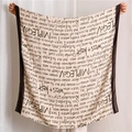 Linen feel long winter scarf with English letter print and brown contrast border - 180x90cm / Beige (SL1910-028 Beige)