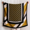 Classic color-block geometric pattern scarf for women with soft frayed edges - Yellow
