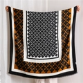 Classic patchwork geometric pattern scarf with fringe, black and caramel pashmina shawl - Gold Brown