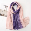 Detail of pink and purple gradient scarf with silver foil stardust dots texture - Purple & Light Pink