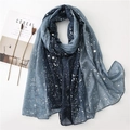 Close-up of gradient blue scarf with silver foil speckles on a minimalist background - Blue Blue Gradient