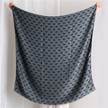 Detail of dark grey scarf featuring black pony pattern and fine fringe edges - Dark Grey Horse Pattern (SL2002-011做货中)