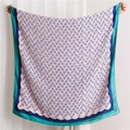 Detailed full-spread of cotton linen scarf with plum blossom and geometric patterns - Green (SL1905-009)