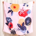 Roze etnische sjaal met kleurrijke bloemenprint en franjes, met de hand vastgehouden - 180*90CM / Roze