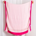 Detail of pink geometric diamond pattern scarf with fringe edges and striped borders - 180*90CM / SL1906-002 Pink
