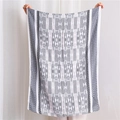 Detailaufnahme des Baumwollschals mit grauem Jacquard-Muster und weicher Textur - Grau / 180x70cm