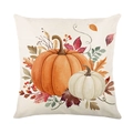 Funda de cojín con estampado de calabaza y hojas de arce para decoración de otoño - Conjunto de Doble Calabaza (JYM615-4)