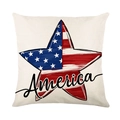 Kissenbezug mit America-Stern-Flaggen-Druck aus weißem Polyester für Sofa-Dekoration - Amerikanischer Stern Stil (JYM597-1)
