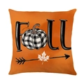Housse de coussin d'automne orange avec motif citrouille et texte FALL décoratif - Style Citrouille Texte FALL (JYM617-4)