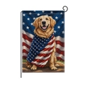 Bandiera da giardino con Golden Retriever e bandiera americana per il Giorno Indipendenza - Stile Golden Retriever (HYQ057-6)