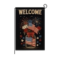 Bandiera da giardino Welcome Independence Day con barattolo a stelle e strisce e fuochi - Stile Vasetto Mason Welcome (HYQ057-7)