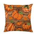 Fodera per cuscino in poliestere con zucche e foglie d'acero su sfondo di legno rustico - 45x45cm / Stile Mix di Più Zucche (JYM612-4)