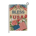 Polyester garden flag with 'BLESS the USA' text and floral American flag pattern - Bless The USA Rose Style (HYQ055-6)
