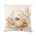 Quadratischer Kissenbezug mit Weizen- und Kürbismotiv in Herbstfarben für Sofas - 45x45CM (Ohne Kern) / Erntemix Druck Stil (JYM602-4)