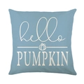 Blauwe katoen linnen kussenhoes met witte hello PUMPKIN print voor herfstdecoratie - Hello Pumpkin Letter (JYM605-2)