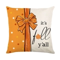 Funda de cojín otoñal con diseño de calabaza, lazo naranja y texto It's Fall Y'all - Cita de Otoño Estampado Lazo (JYM614-3) / 45x45cm