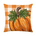 Funda de cojín decorativo Halloween calabaza y hoja de arce cuadros naranjas - Cuadros Calabaza Grande (JYM614-4) / 45x45cm