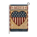 American Independence Day garden flag with patriotic heart and metal display stand - America Heart Style (HYQ055-9)