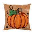 Federa decorativa con stampa di zucca autunnale e foglie di acero in tonalità calde - Motivo Zucca (JYM603-1)