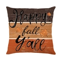 Federa quadrata autunnale con stampa di foglie d'acero e scritta Happy Fall Y'ALL - Strisce Happy Fall Y'ALL (JYM603-2)