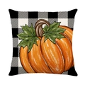 Fodera per cuscino autunnale con zucca e motivo a quadri bianchi e neri - Stile a Quadri Zucca (JYM618-4)